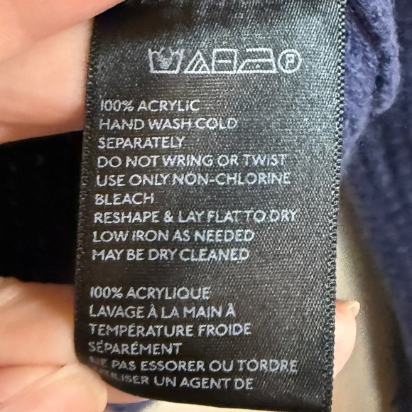 Urban Outfitters Crop Navy Cowl Neck Sweater Long Sleeve Waffle Knit Soft - Picture 4 of 6